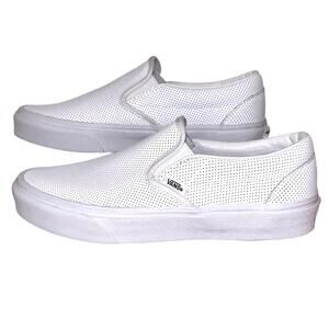 Vans Classic Perforated Leather Slip Ons "White" Men's 8 / Women's 9.5 | NEW